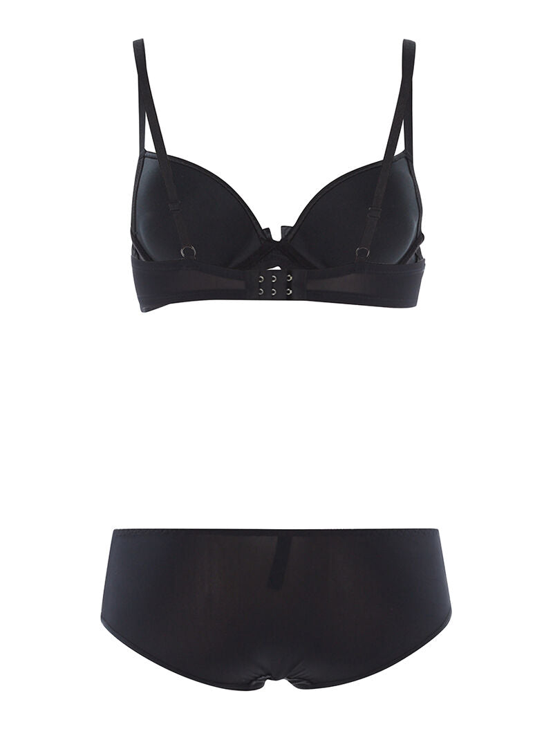 Ensemble SG et culotte à bord satiné - noir - 2