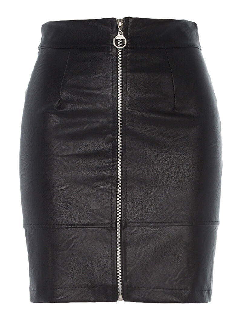 Jupe en simili zip avant - noir - 3