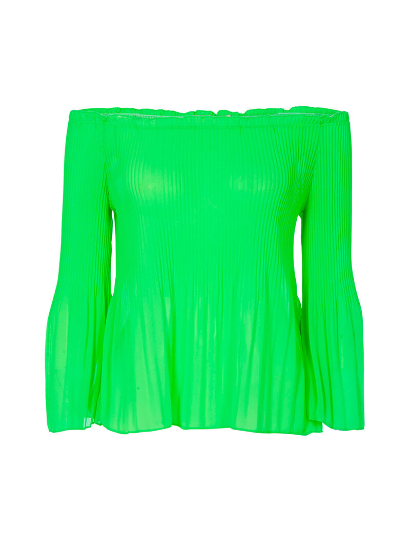 Top plissé épaules nues - vert fluo - 1