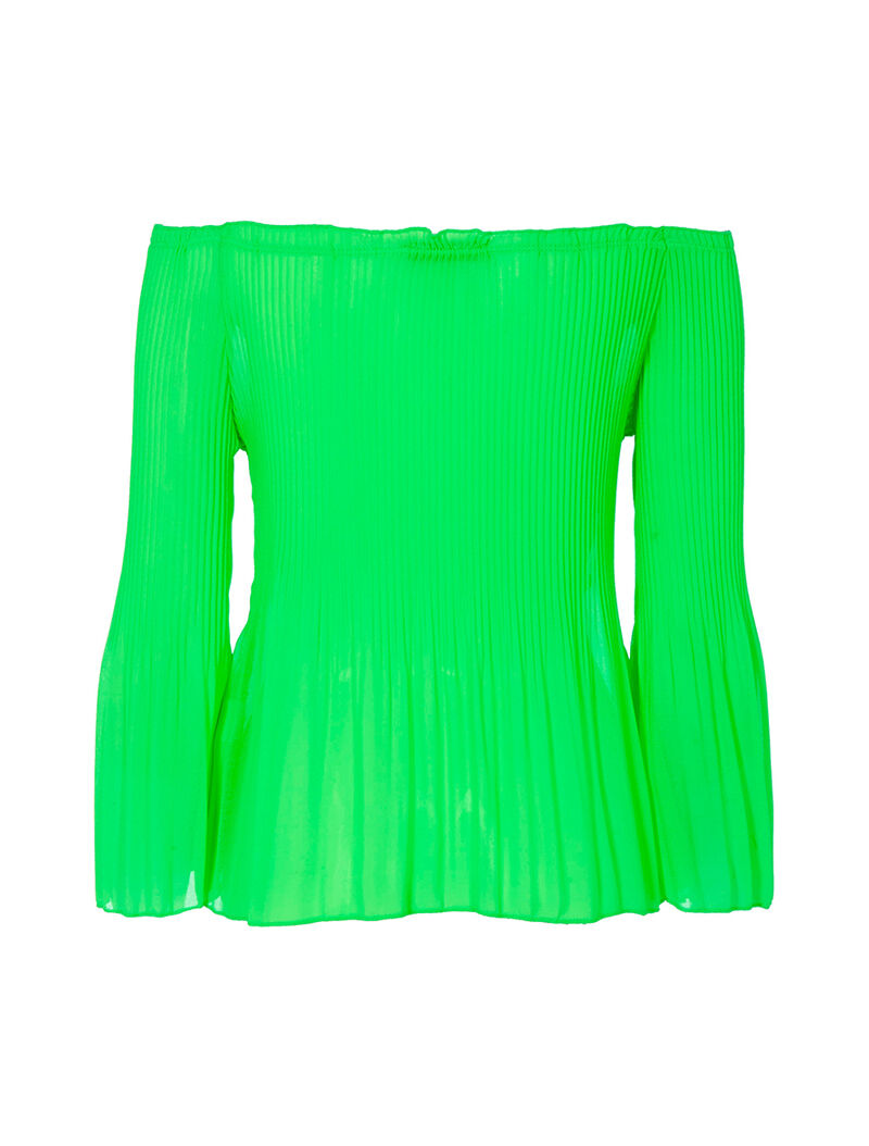 Top plissé épaules nues - vert fluo - 2
