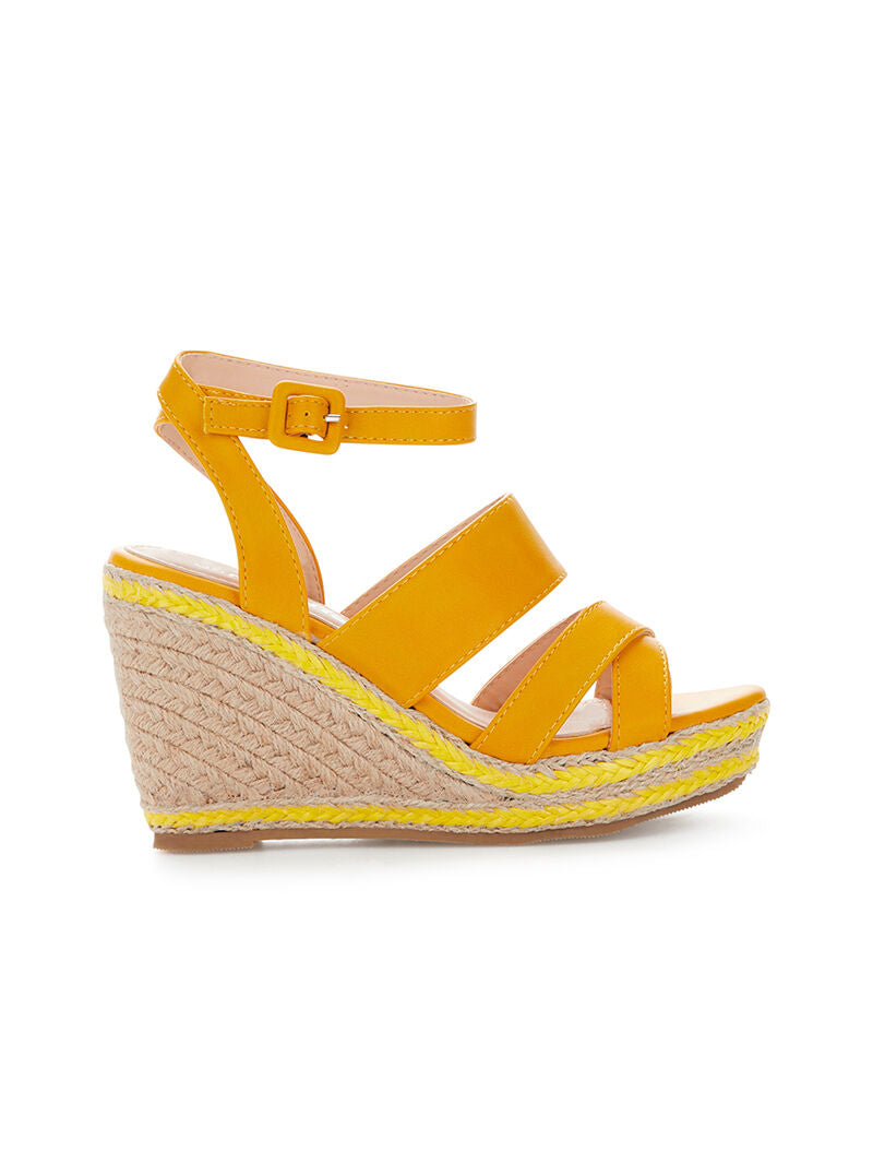 Compensées en simili uni - moutarde - 1