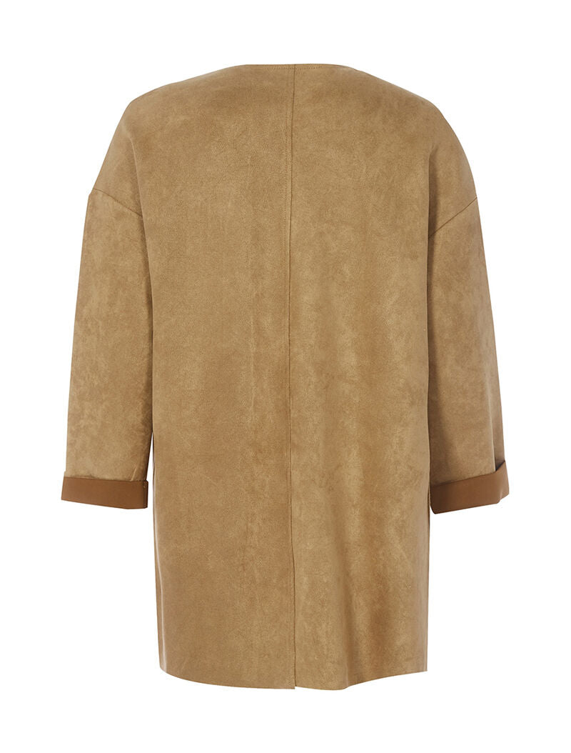 Veste ouverte effet daim - camel - 2