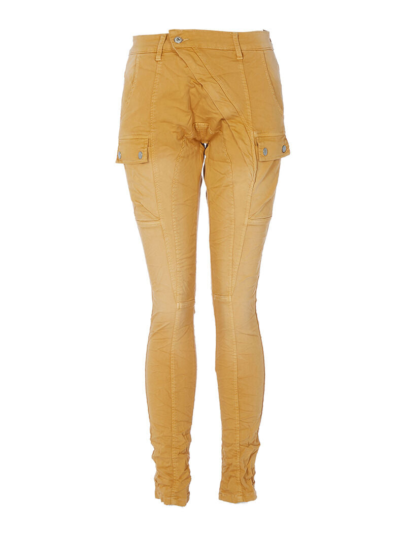 Jean style sarouel à poches avant boutonnées - orange - 1