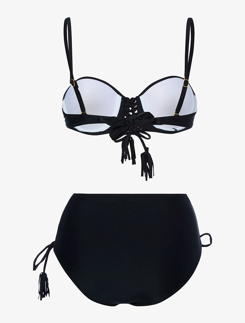 Bikini taille haute à corsage - noir - 2