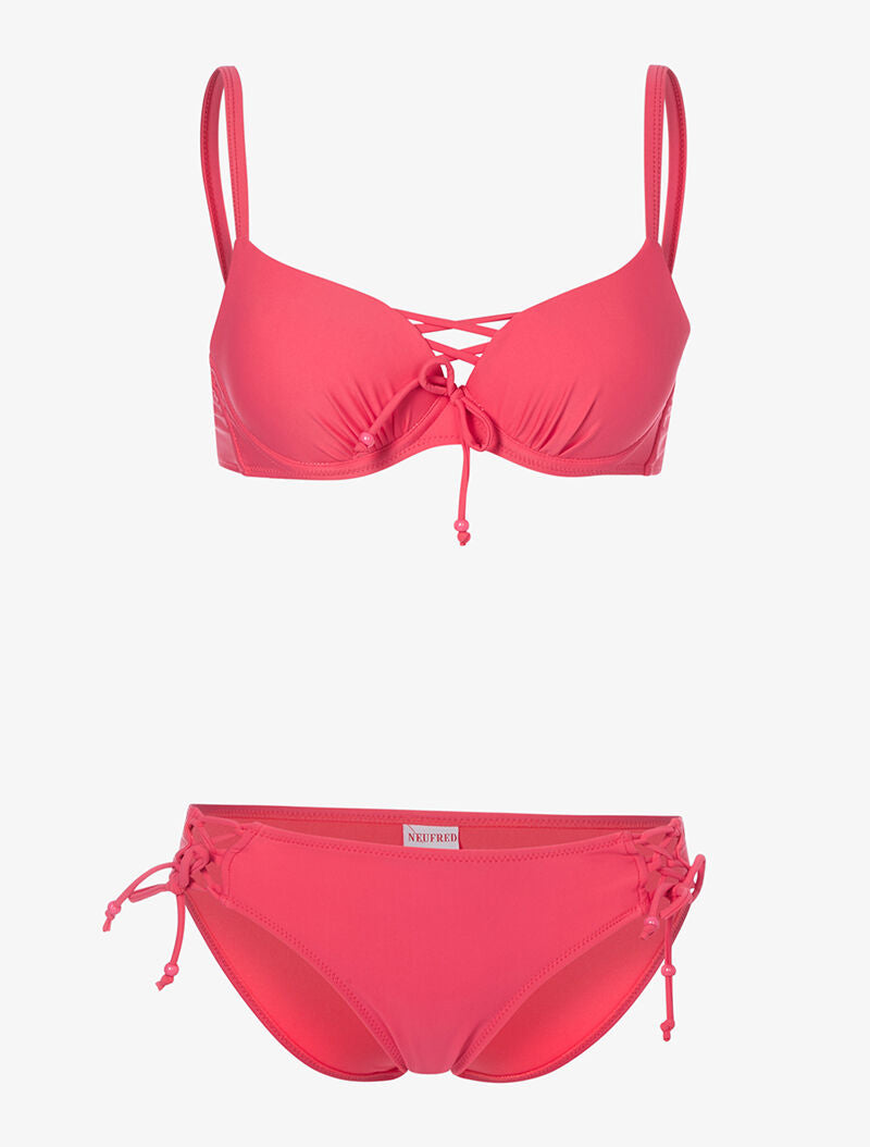 Bikini à côtés ajourés - corail - 3