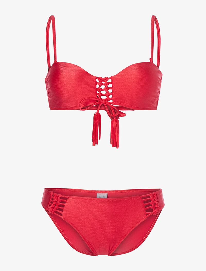 Bikini ajouré irisé - rouge - 1