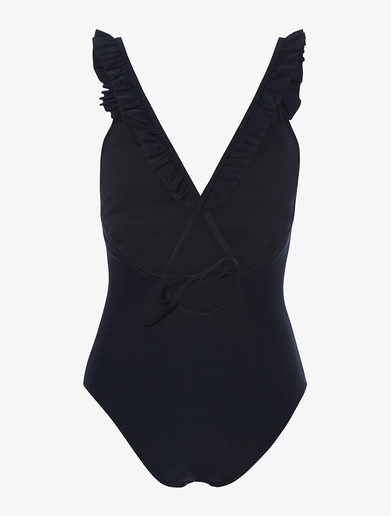 Monokini à bretelles volantées - noir - 2