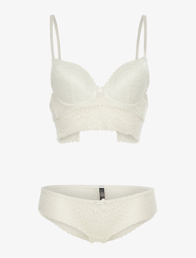 Ensemble SG et shorty dentelle vagues - blanc - 3