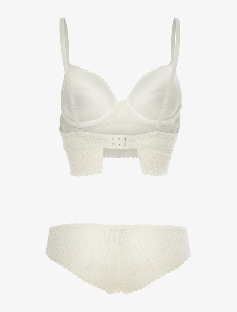 Ensemble SG et shorty dentelle vagues - blanc - 2