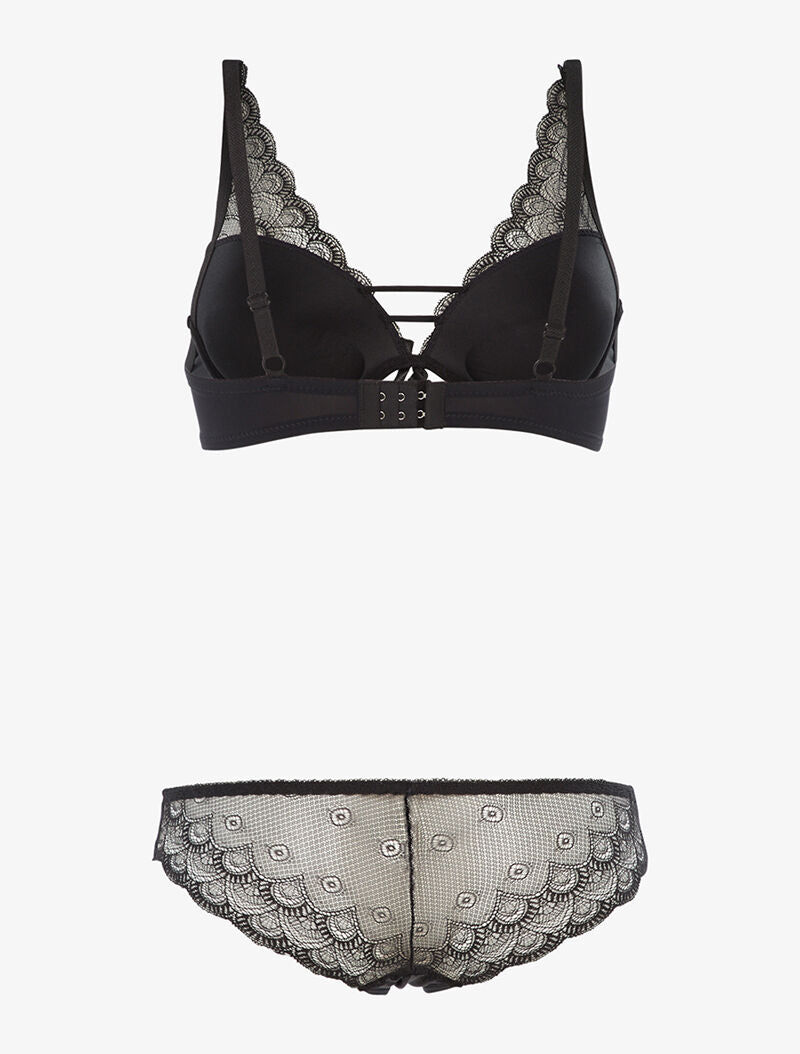 Ensemble en dentelle effet triangle - noir - 2