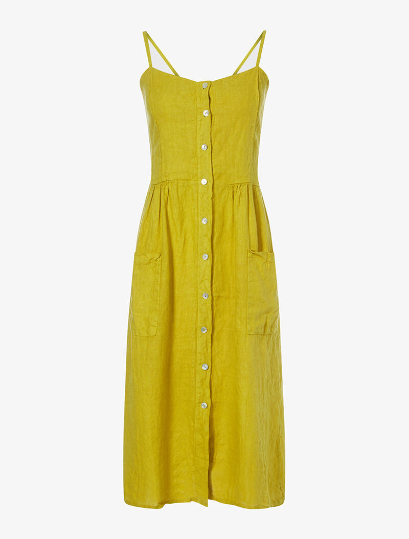 Robe longue en lin - moutarde - 1