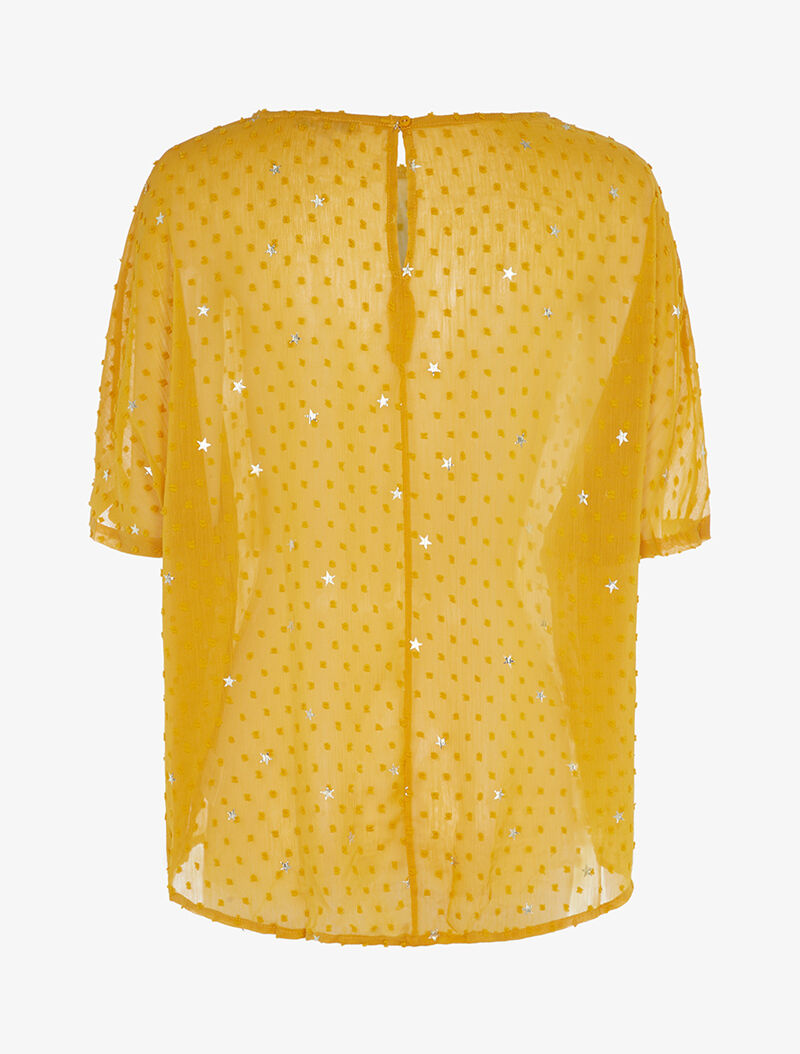 Blouse transparente à motifs étoilés - moutarde - 2