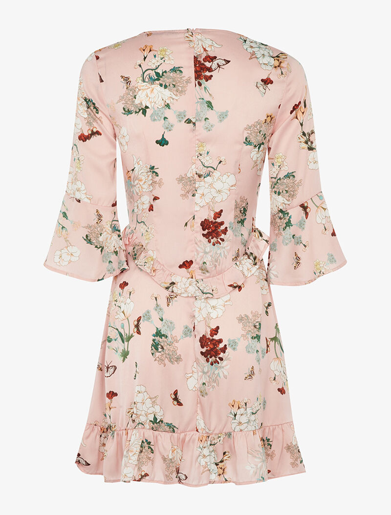 Robe satinée à taille volantée - rose - 2