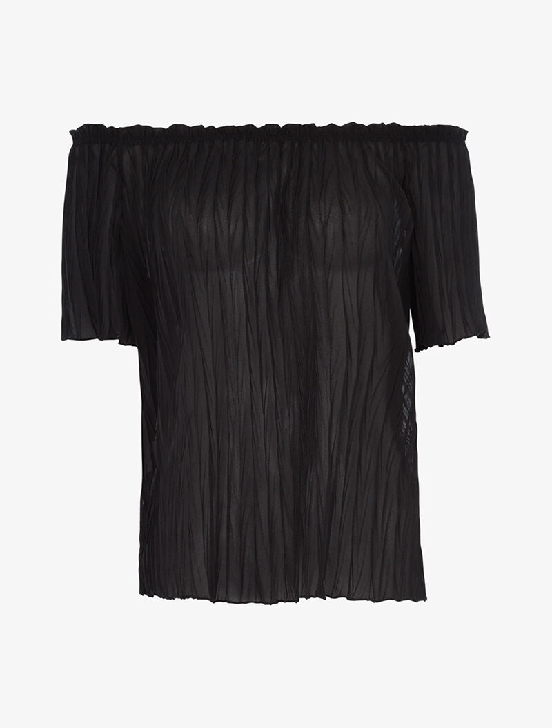 Top gaufré transparent - noir - 1