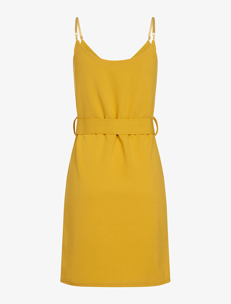 Robe nuisette à taille ceinturée - moutarde - 2