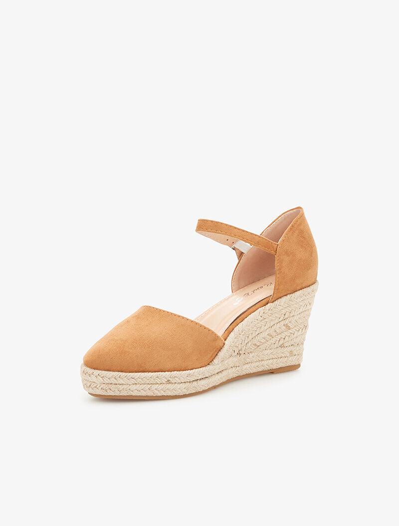 Compensées à contrefort et avant en suédine - camel - 3