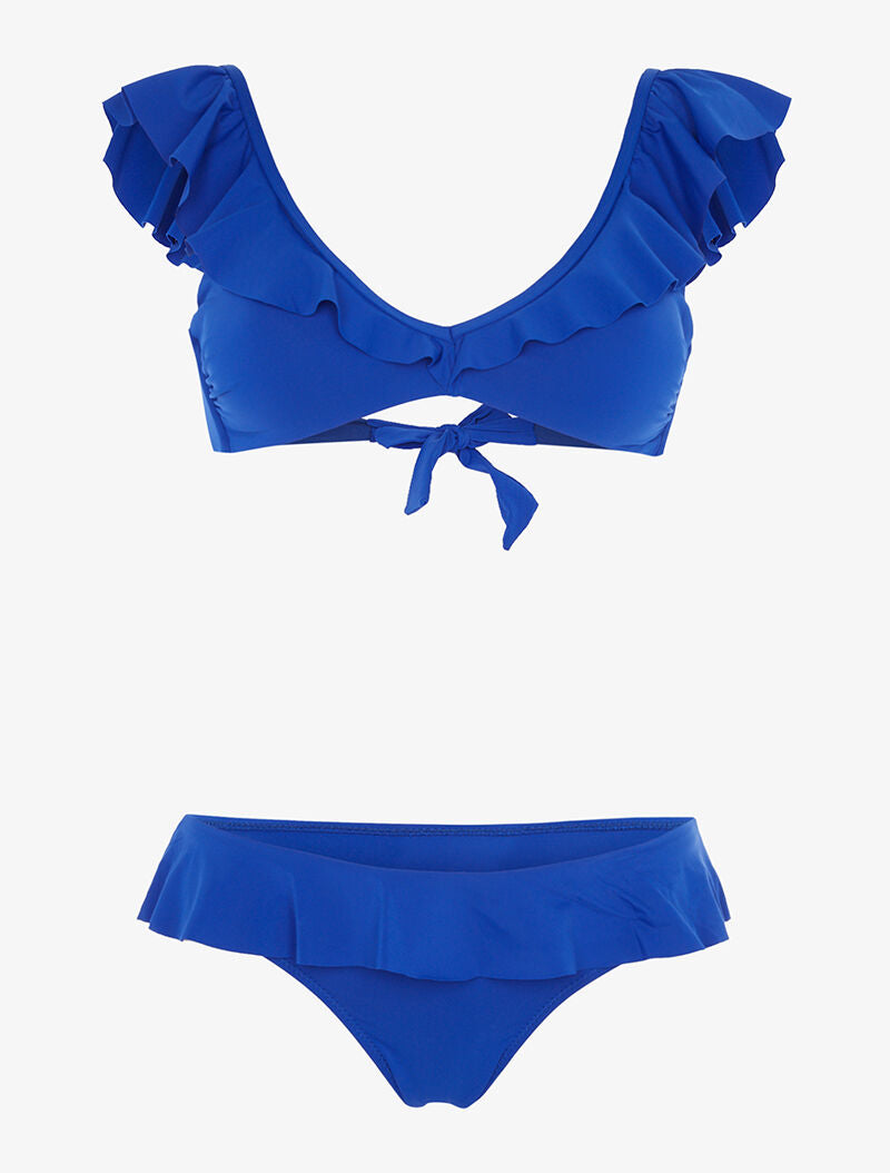 Bikini volanté échancré - bleu électrique - 1