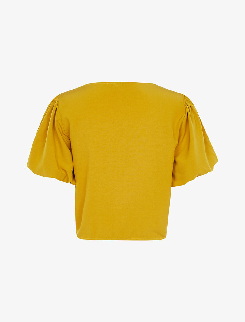 Crop top à manches bouffantes évasées - moutarde - 2