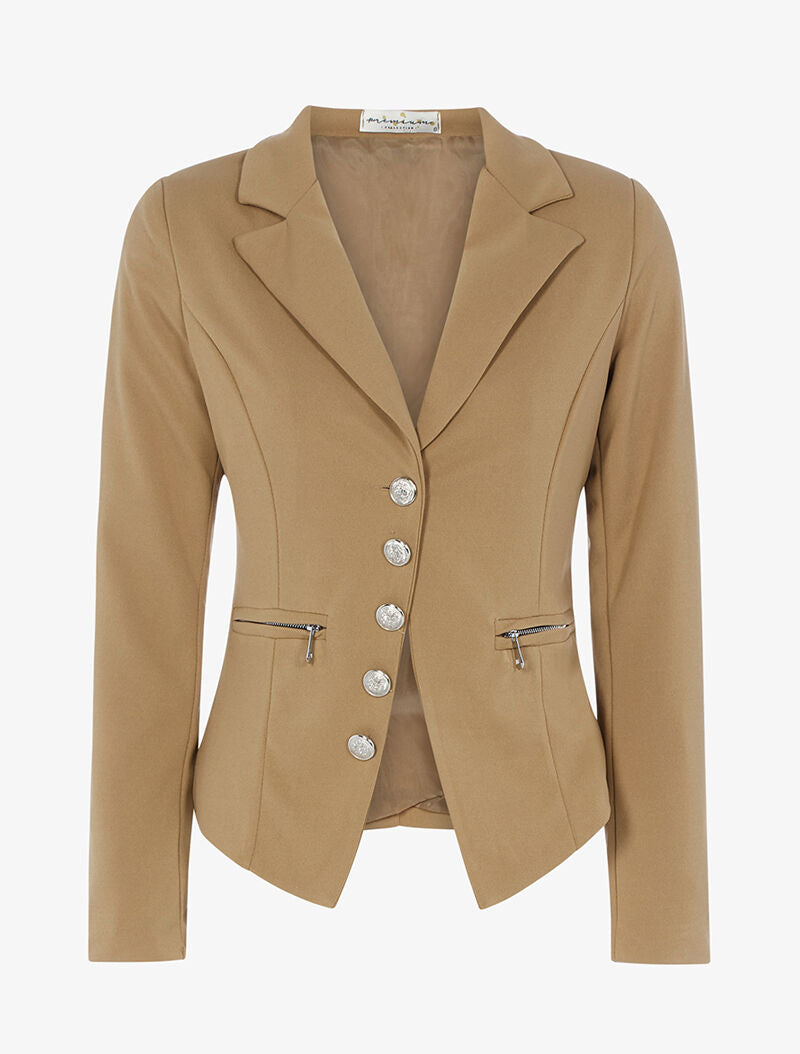 Blazer à pans asymétriques et zips - camel - 1