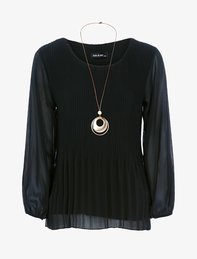 Top ample en voile plissé - noir - 3