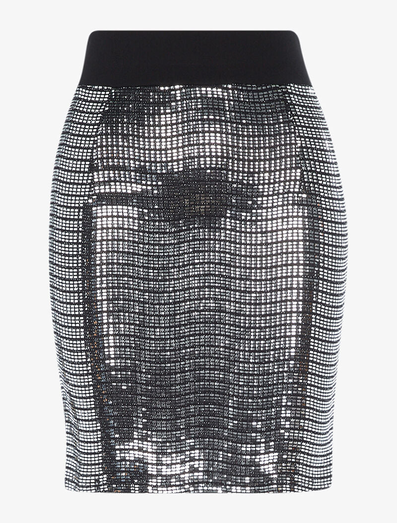 Jupe droite à facettes - argent/noir - 1