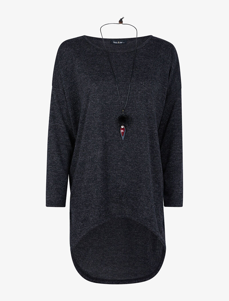 Tunique chinée à dos long - noir - 1