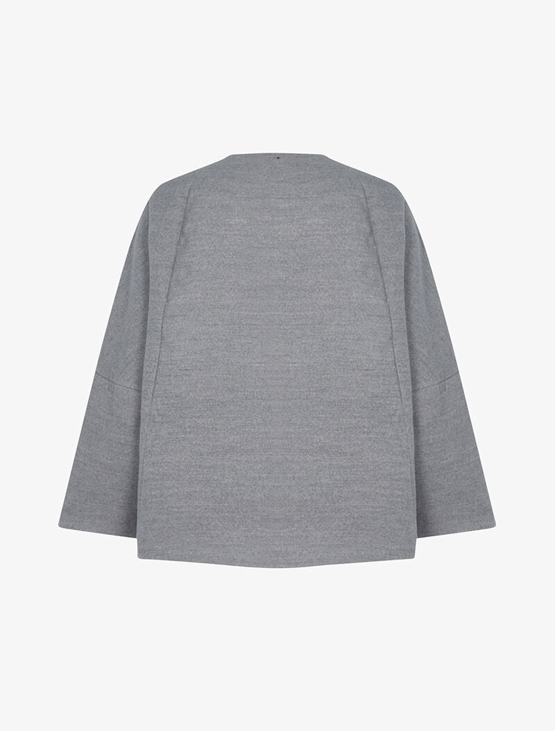 Manteau style cape à châle - gris - 4