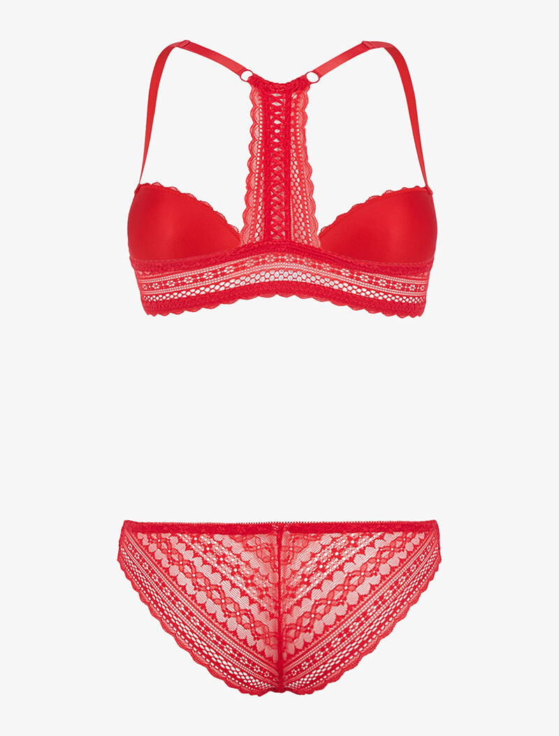 Ensemble en dentelle et dos nageur - rouge - 2