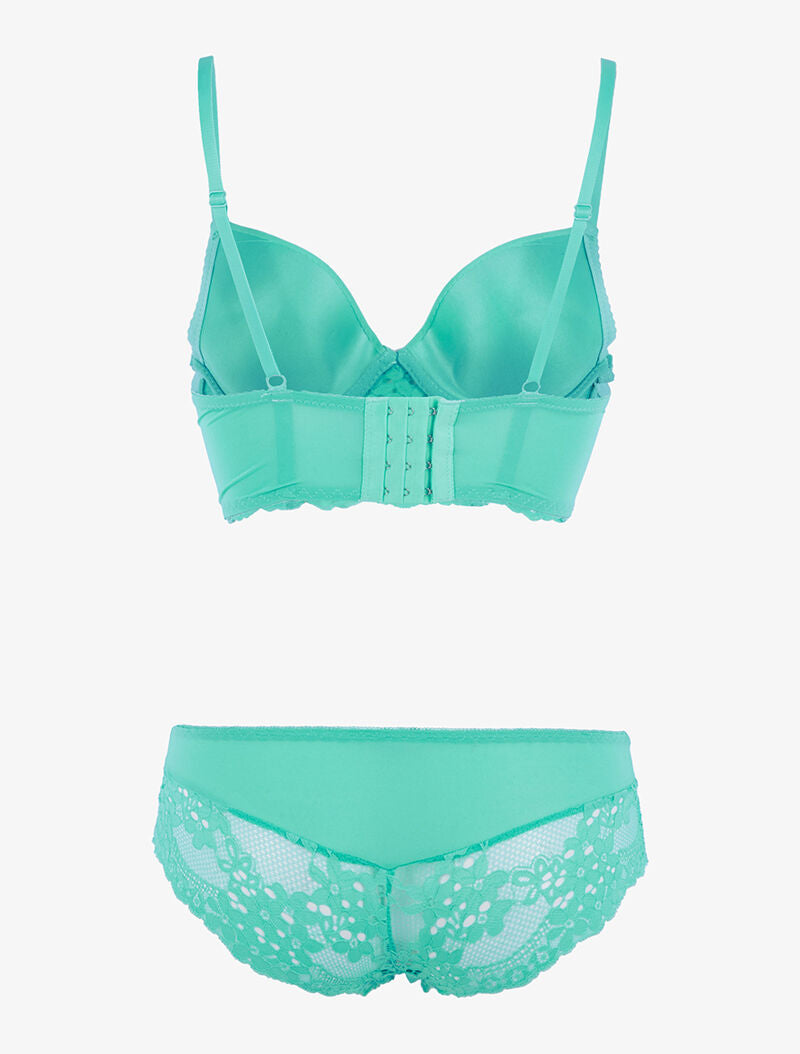 Ensemble bustier en dentelle fleurie - vert clair - 2