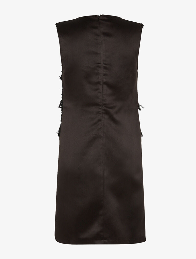Robe satinée buste empiécé - noir - 2