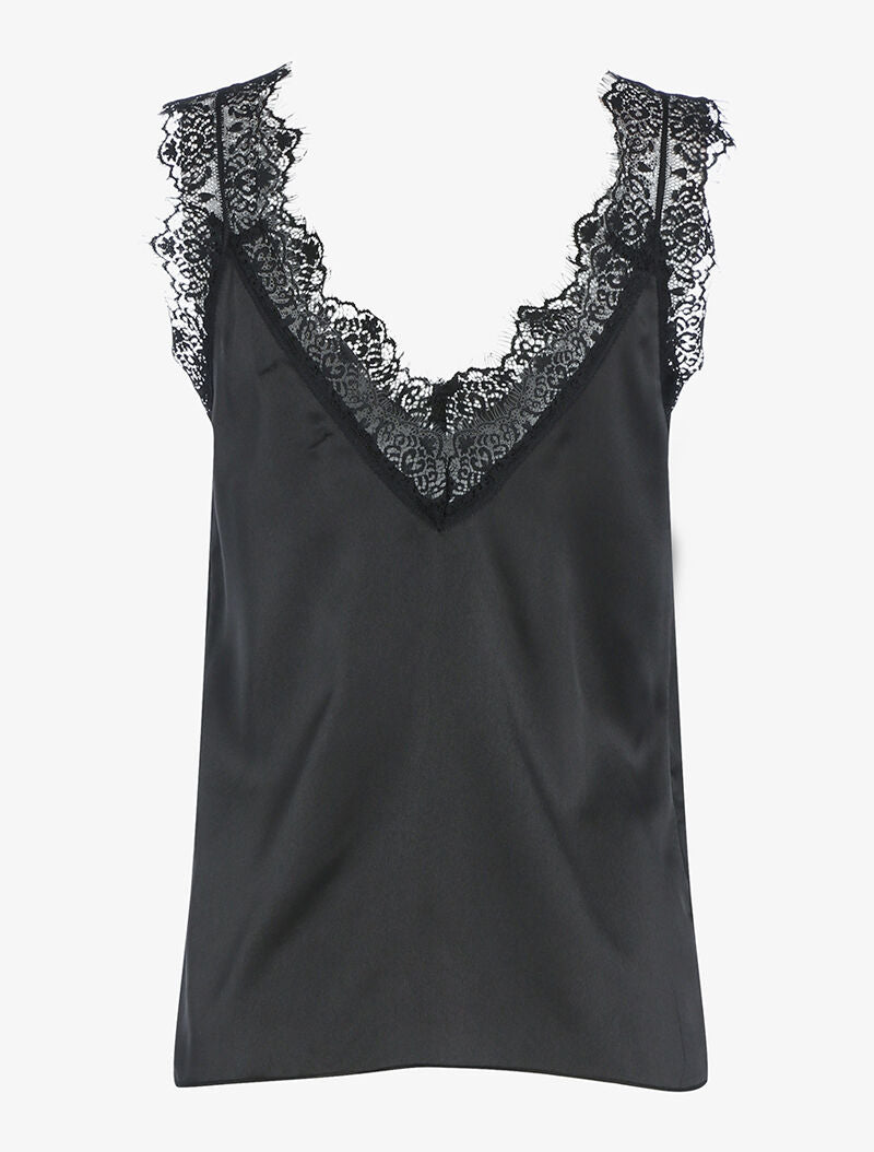 Caraco à détails dentelle - noir - 2