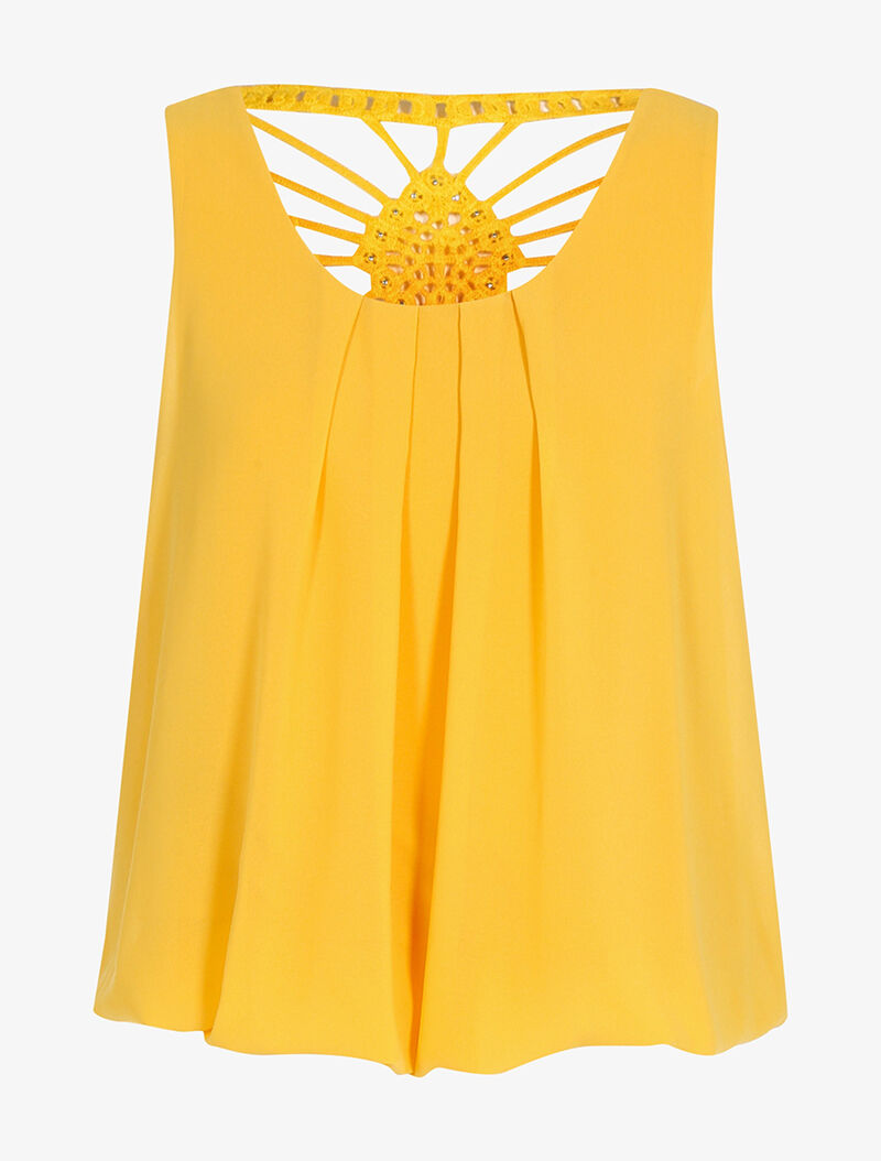 Top à dos brodé - jaune - 1