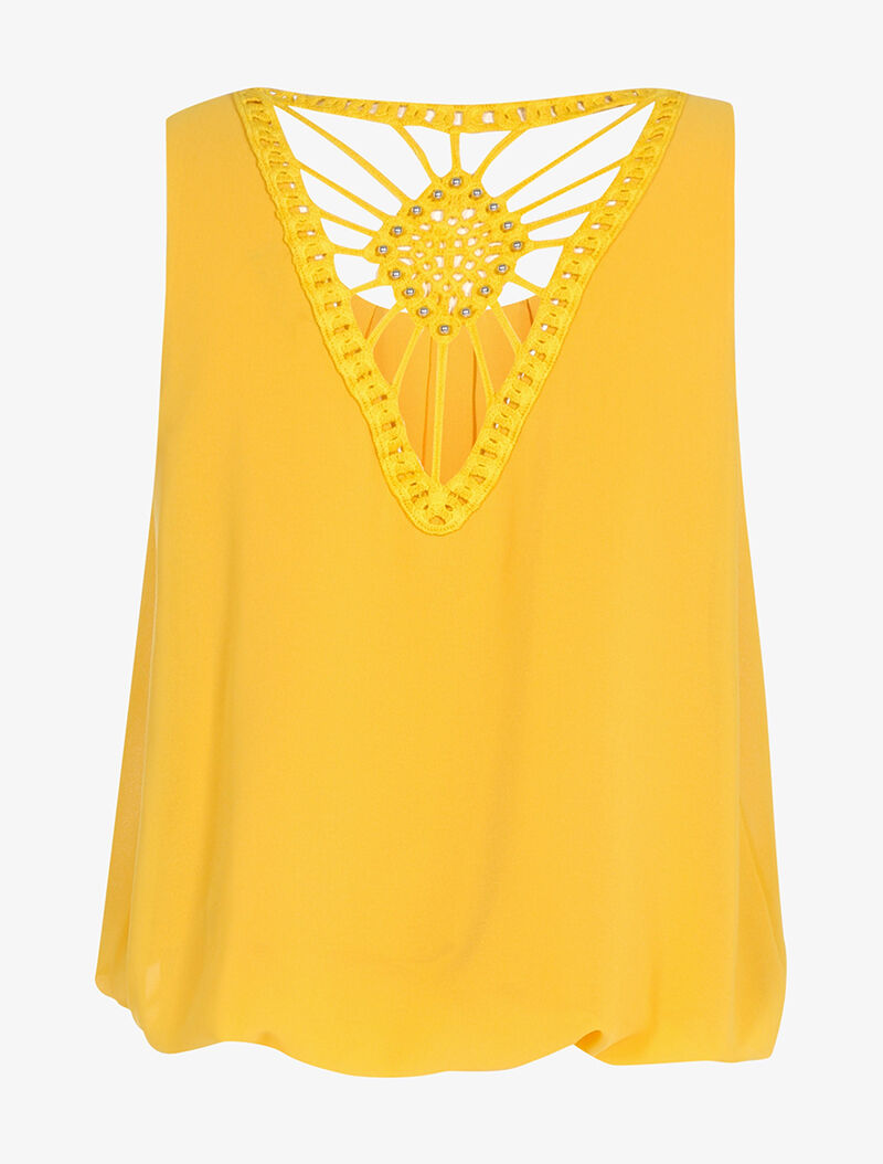 Top à dos brodé - jaune - 2