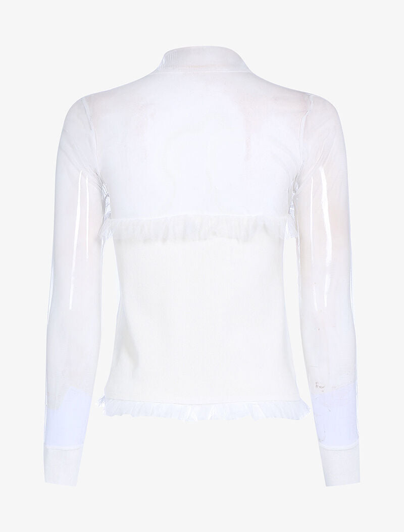 Pull bi matière à boutonnière - blanc - 2