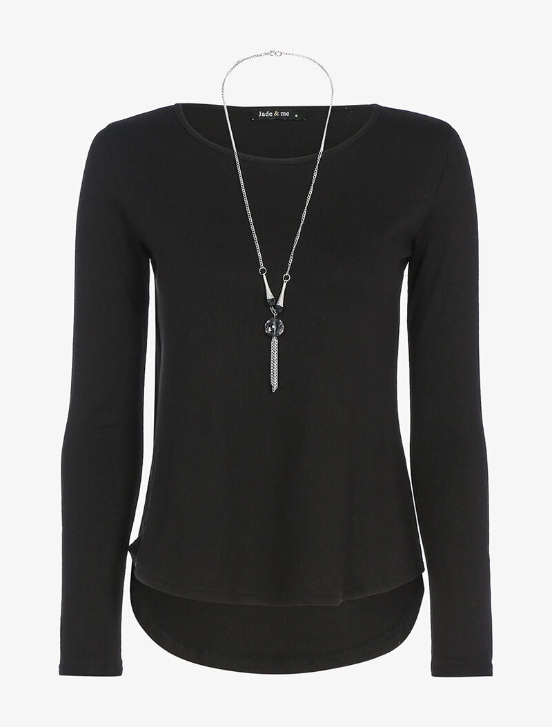 Top évasée à dos plus long - noir - 1