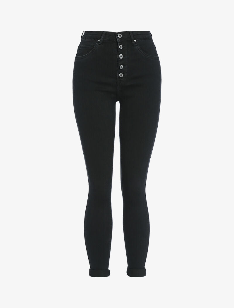 Jean slim taille haute - noir - 4