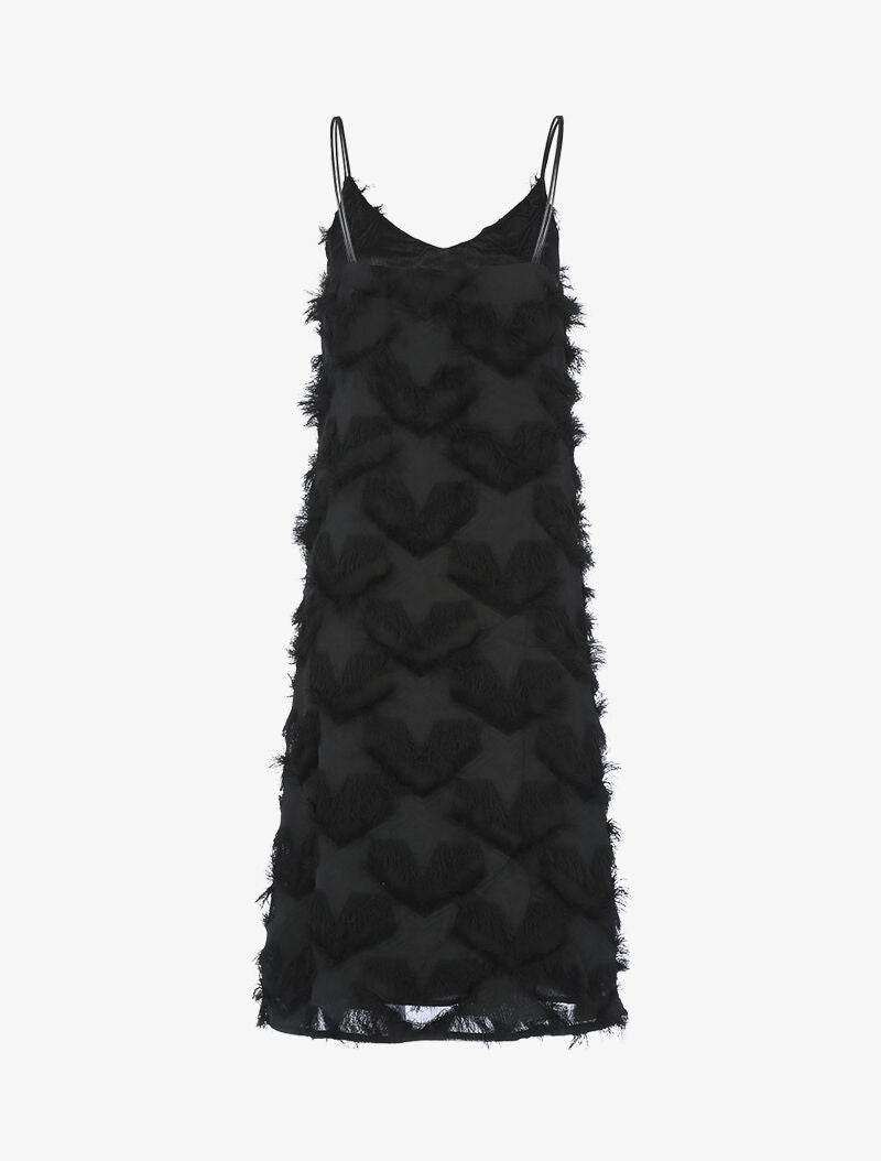 Robe à étoiles et coeurs frangés - noir - 2