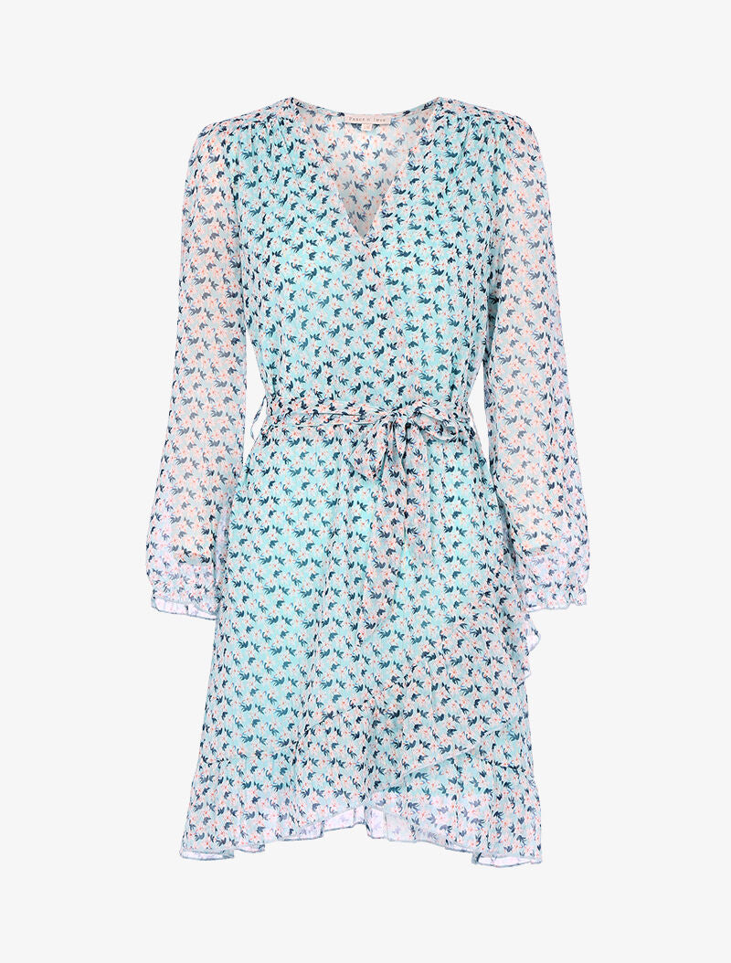 Robe en voile à imprimé fleuri - bleu - 1