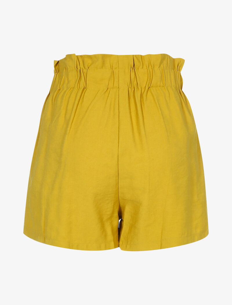 Short à taille haute froncée - jaune - 2