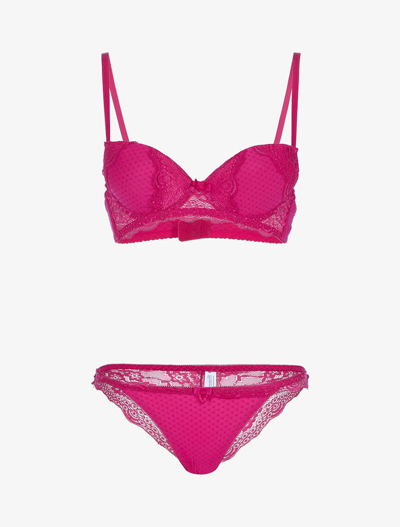 Ensemble bi matière - fushia - 1