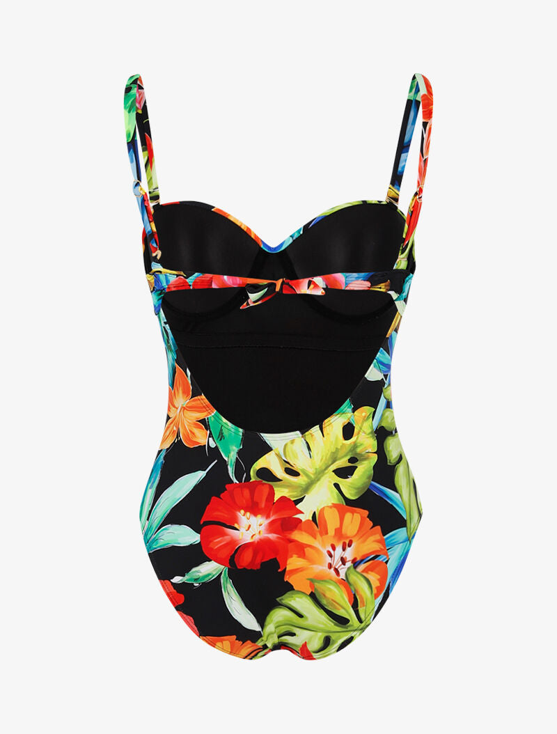 Monokini à imprimé tropical - noir - 2