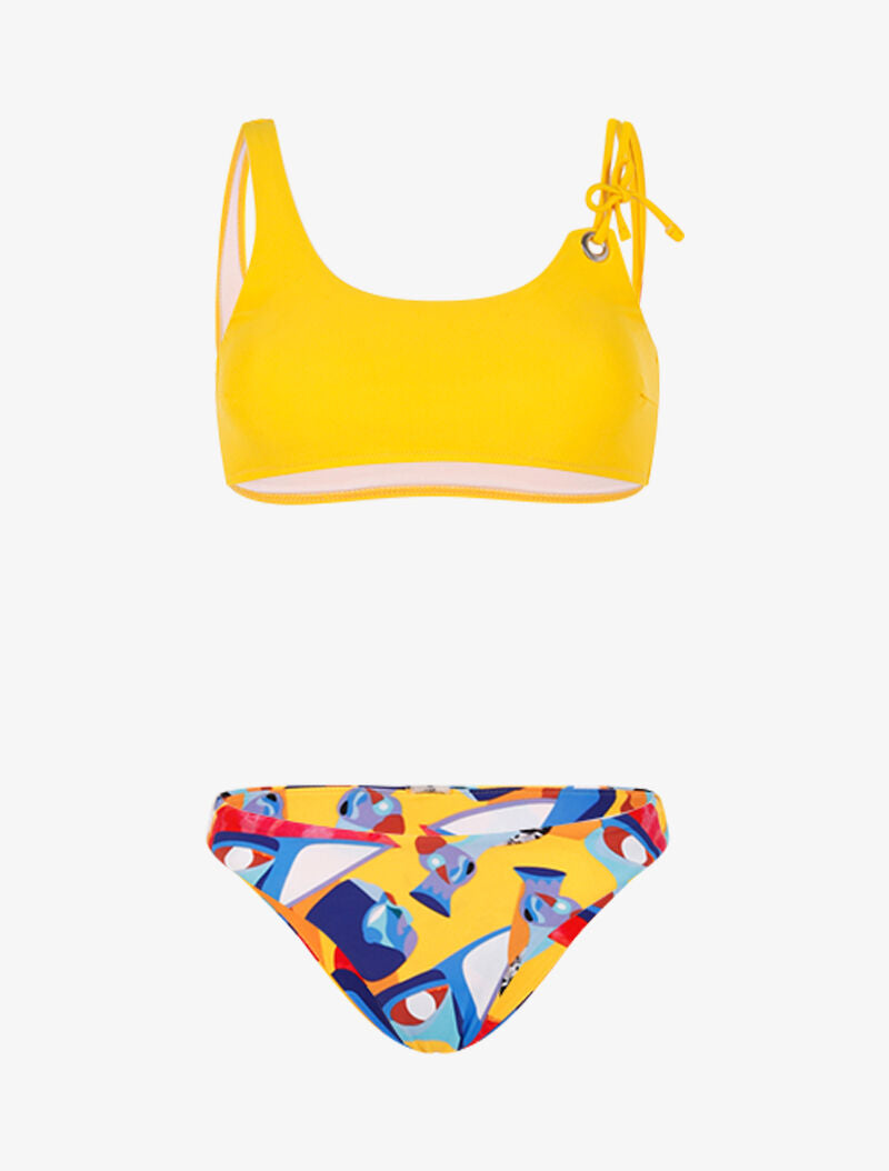 Bikini à culotte graphique colorée - jaune - 3