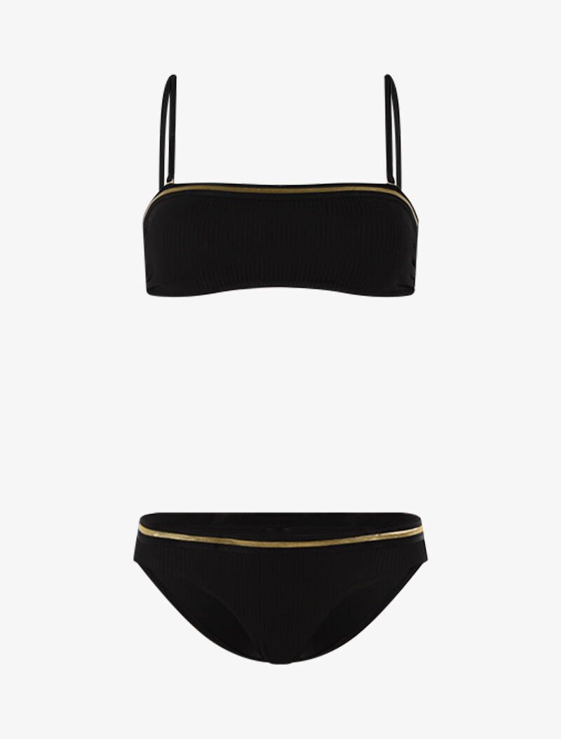 Bikini côtelé à liserés contrastants - noir/or - 3