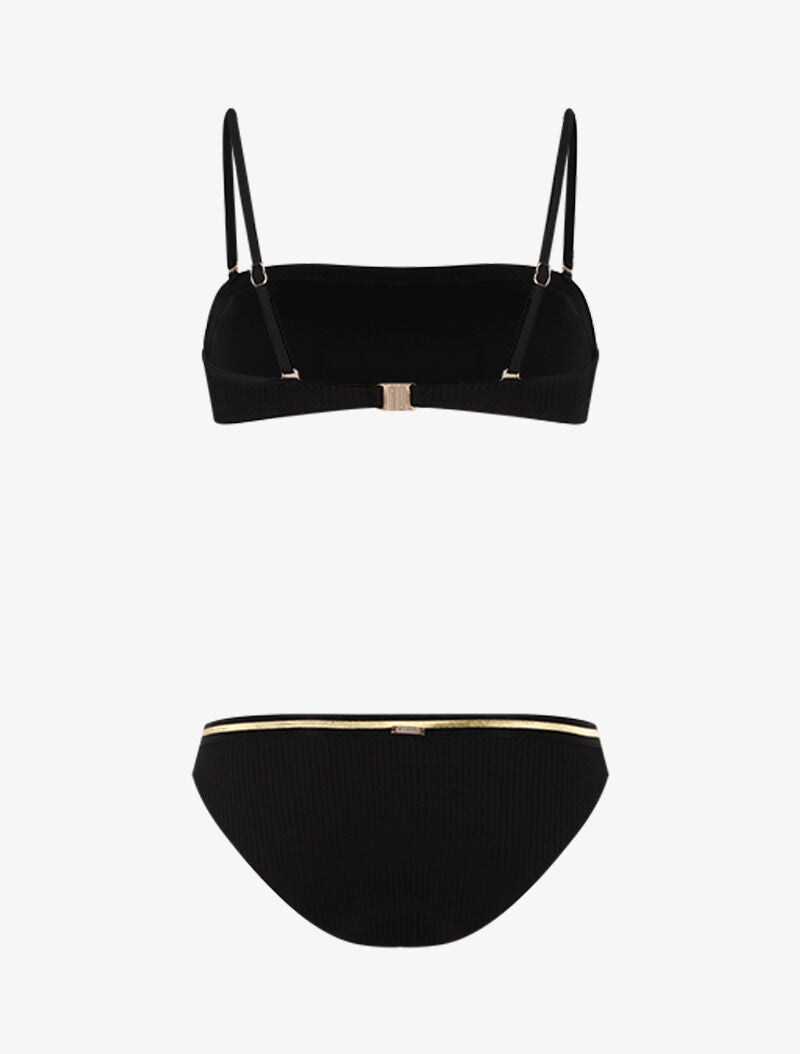 Bikini côtelé à liserés contrastants - noir/or - 2