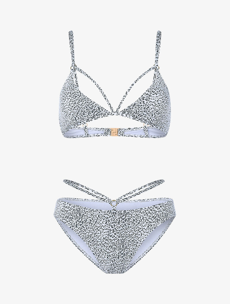 Bikini texturé lace-out - blanc et noir - 1