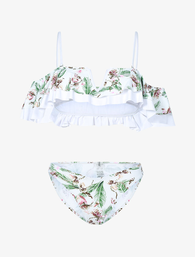 Bikini volanté imprimé jungle - blanc - 1