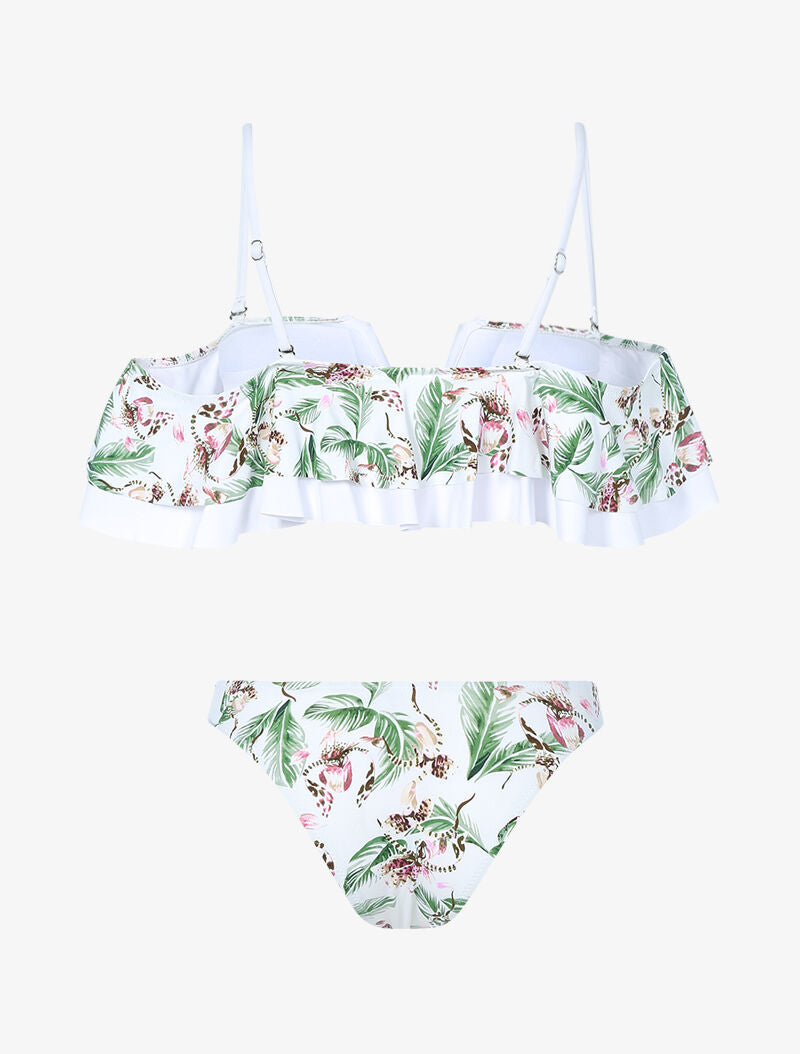 Bikini volanté imprimé jungle - blanc - 2