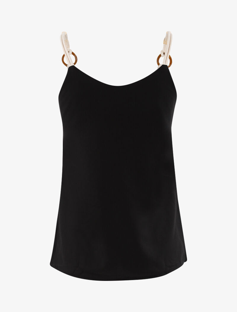 Top à bretelles effet cordes - noir - 2
