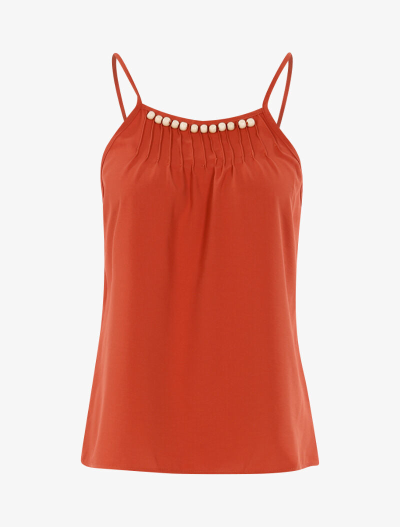 Top à encolure perlée - rouille - 3