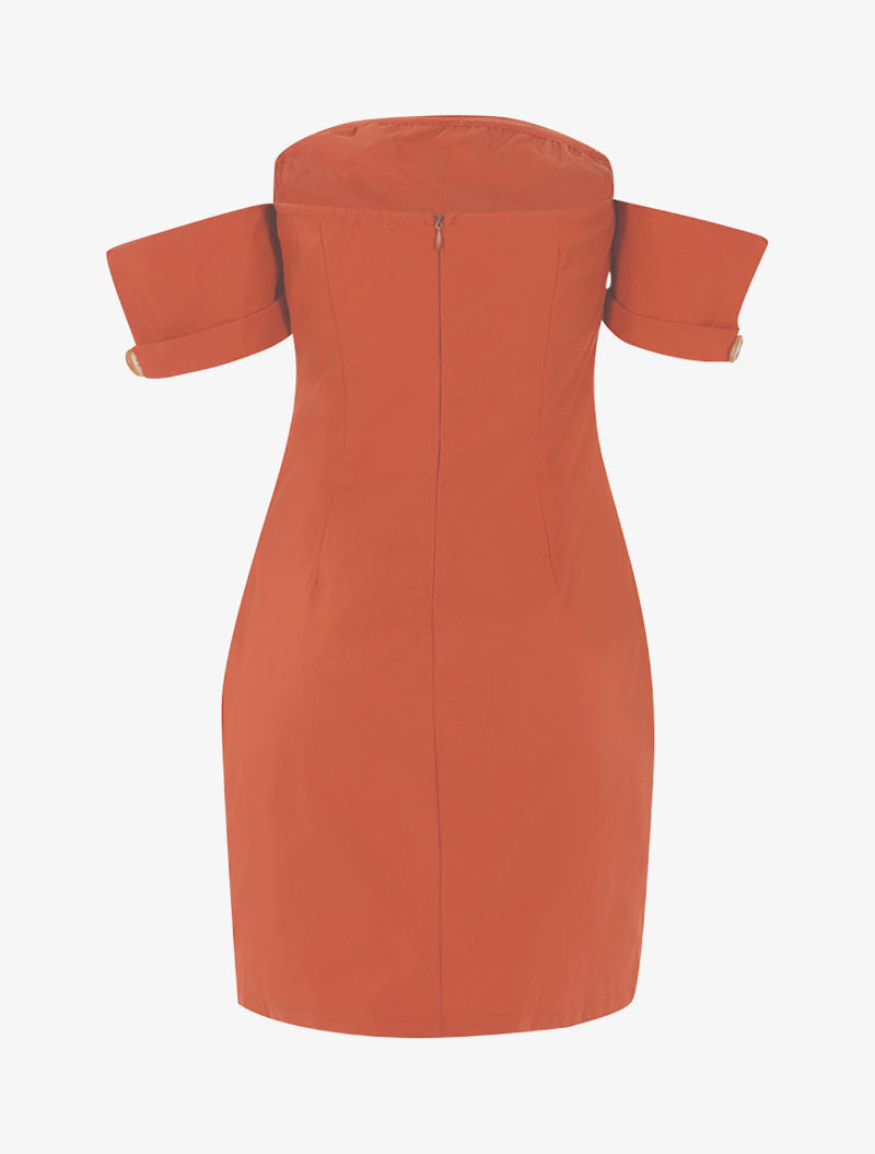 Robe moulante à encolure bardot - orange - 2